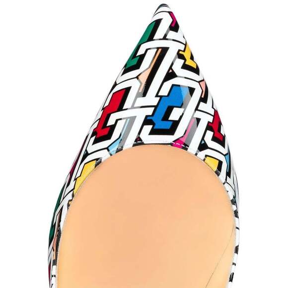 Christian Louboutin Hot Chick 100 Patent CL 3D Black White Red Heel Pump 37 - Picture 7 of 11
